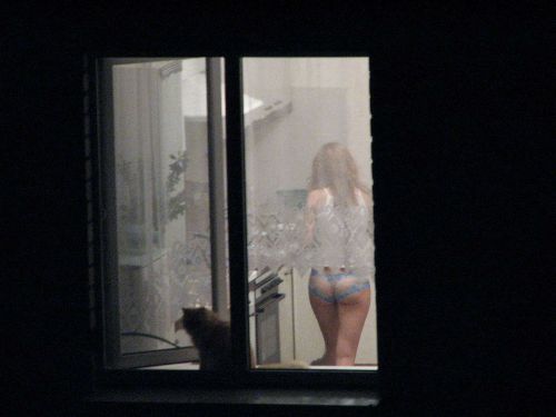 【海外】窓際・ベランダにいる全裸外国人女性を盗撮したエロ画像 38枚 No.12