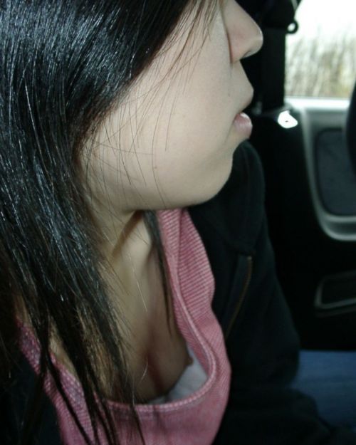 自動車の中で隣に座ってる女の子の胸の谷間を盗撮したエロ画像 47枚 No.16