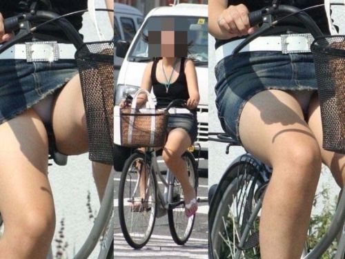 【パンチラ確定画像】ミニスカジーンズギャルが自転車に乗った結果www 38枚 No.1