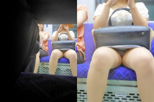 電車で対面に座ってる女性のパンティやムチムチ太もも盗撮画像 37枚 No.20
